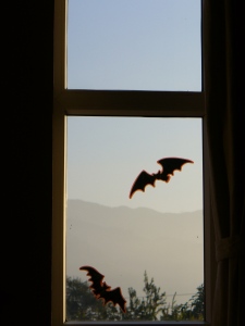 In honor of Halloween, giant bats soar over the Kathmandu foothills of the Himalayas!